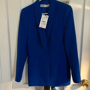 Zara Blue Blazer with Tailored Fit and Lapels